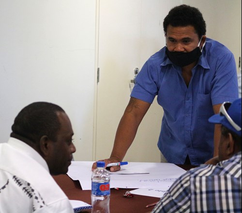 Droumand Rupert, Human Resources Manager at Solomon Power, during group discussion at the workshop.