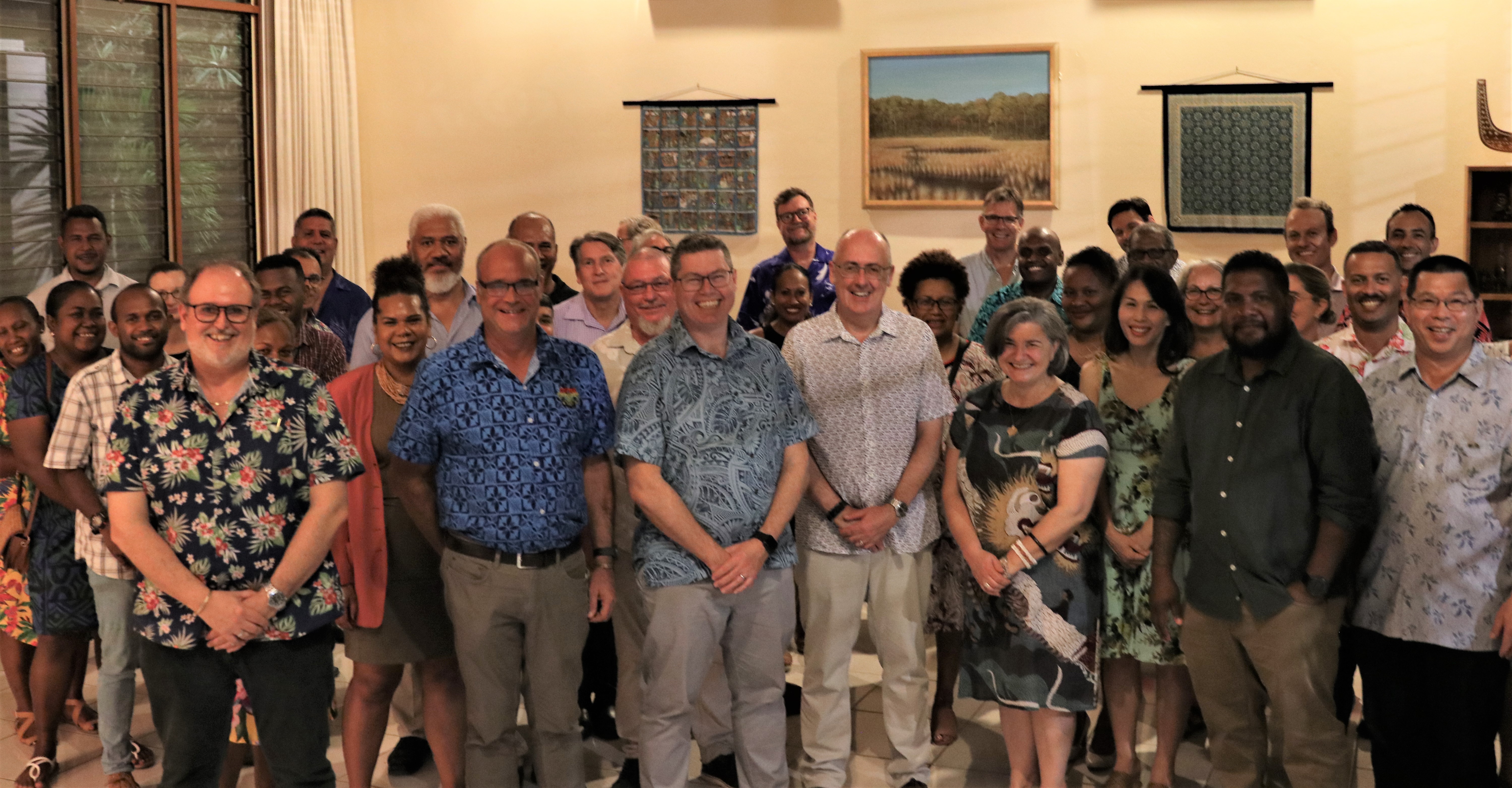 SICCI Chairman Ricky Fuoo, Minister, Hon Pat Conroy at the reception.