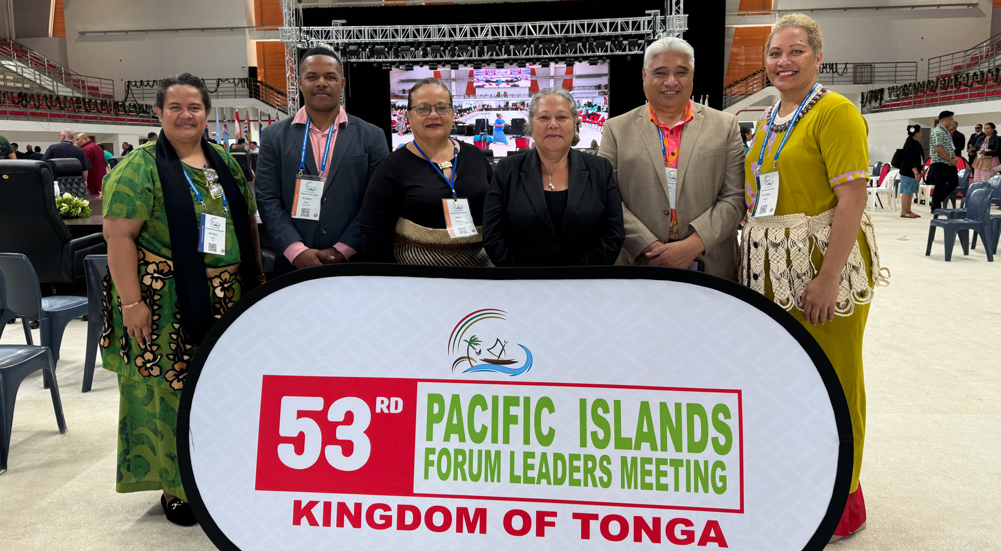 SICCI CEO Mr James Dolari [second from left] with officials from PIPSO, PIFS, Nauru Chamber of Commerce and Tonga Chamber of Commerce during the 53rd Pacific Islands Forum Leaders Meeting in Tonga.